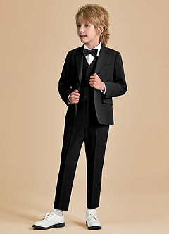 front Oliver Niños Negro Traje de 5 piezas