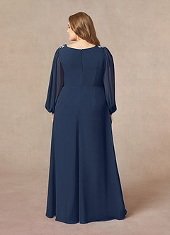 Azazie Gypsy Mother of the Bride Dresses Dark Navy A-Line V-Neck Sequins Chiffon Dress image8
