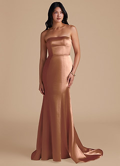 Azazie Aura Brautjungfernkleider Wandelbar Meerjungfrau-Linie Convertible Metallischer Satin Kleid Bronzer image1