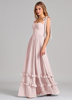 Azazie Anastacia 신부 들러리 드레스 A라인 스윗하트 네크라인 쉬폰 바닥 길이 드레스 image5