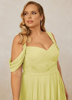 Christian Siriano Bridal for Azazie 1013 Robes de demoiselle d'honneur Robe Trapèze en Mousseline de soie Épaule décolletée Sorbet Citron image14