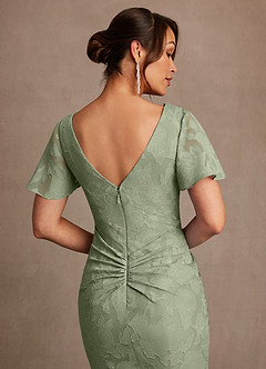 Azazie Jolene Mother of the Bride Dresses Agave Mermaid Pleated Floral Burnout Dress image6