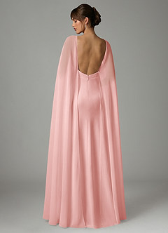 Azazie Stefania Robes de demoiselle d'honneur Robe Trapèze en Satin extensible Rose Poudré image4