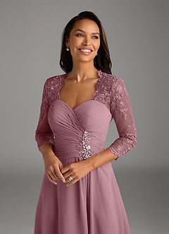 Azazie Devereaux Abiti per la Madre della Sposa Abito A-Line in Chiffon Pizzo Vintage Malva image4