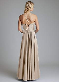 Azazie Alaia Suknie dla druhen Linia A Gorset Satyna elastyczna Do ziemi Sukienka image3