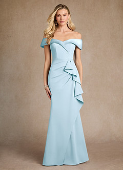 Azazie Laredo Mother of the Bride Dresses Sky Blue Mermaid Off the Shoulder Stretch Crepe Dress image1