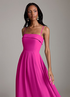 Azazie Lucienne Bridesmaid Dresses Fuchsia A-Line Strapless Chiffon Convertible Dress image3