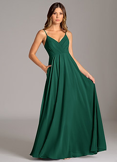 Azazie Amani Brautjungfernkleider A-Linie Plissee Chiffon Kleid Smaragd image6