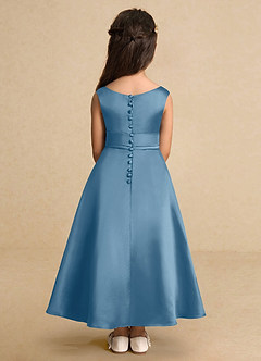 Azazie Lindy Final Sale Agave A-Line Pleated Matte Satin Dress image7