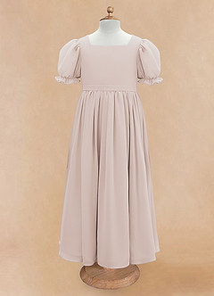 Azazie Joss Blumenmädchenkleider A-Linie mit ärmel Chiffon Kleid Blassrosa image5
