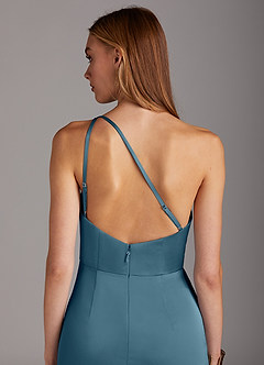 Azazie Mika Bridesmaid Dresses Bermuda Sheath One Shoulder Stretch Satin Dress image5