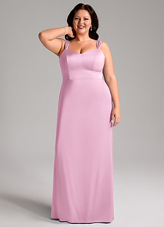 Azazie Denice Brudtärnklänningar Klänning av Tubklänning i Stretch Satin Plisserad Godisrosa image7
