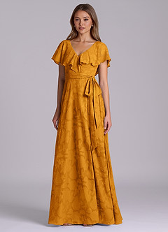 Azazie Lainey Brudtärnklänningar Klä av A-Linje i Blommig Utbrändhet med fickor Knäck image4