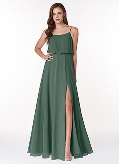 Azazie Lupe Brautjungfernkleider A-Linie Schaufel Chiffon Kleid Seemoos image1