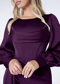 Azazie Raye Bridesmaid Dresses Grape Mermaid Long Sleeve Stretch Satin Dress image5