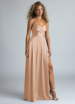 Azazie Davis Bridesmaid Dresses English Rose A-Line Pleated Stretch Satin Dress image5