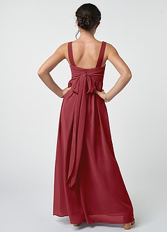 Azazie Kora Junior Pomegranate A-Line Pleated Chiffon Dress image2
