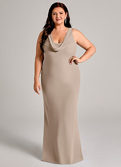 Azazie Rylina Bridesmaid Dresses Taupe Mermaid Pleated Chiffon Dress image7