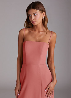 Azazie Wren 신부 들러리 드레스 A라인 스트랩리스 쉬폰 티 길이 드레스 image6