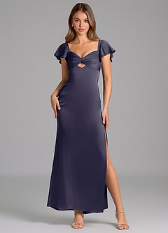 Azazie Demia 신부 들러리 드레스 쉬스 스윗하트 네크라인 스트레치 새틴 발목 길이 드레스 image1