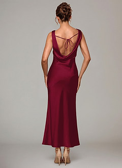 Azazie Rylina 신부 들러리 드레스 인어 주름진 스트레치 새틴 발목 길이 드레스 image6