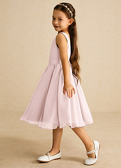 Azazie Ari Blumenmädchenkleider A-Linie ärmellos Chiffon Kleid Zartrosa image4