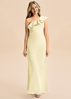 Azazie Alissa Junior Lemon Sorbet Mermaid Ruched Chiffon Dress image5
