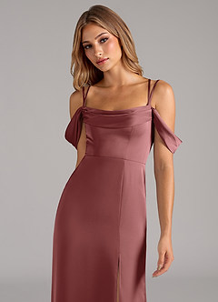 Azazie Callan Bridesmaid Dresses Amethyst A-Line Pleated Stretch Satin Convertible Dress image6