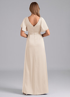 Azazie Ambrosia Brautjungfernkleider A-Linie Plissee Stretch-Satin Kleid Alabaster Weiß image3