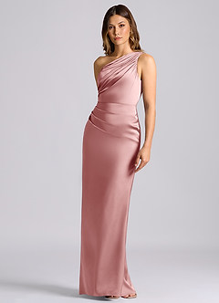 Azazie Akilah Bridesmaid Dresses Dusty Rose Mermaid One Shoulder Stretch Satin Dress image6