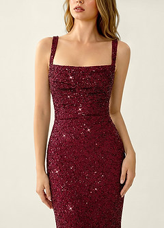 Amarante Burgundy Sequins Lace Up Back Special Occasion Dress image5