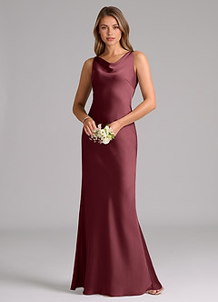 Azazie Allettie Bridesmaid Dresses Merlot Mermaid Stretch Satin Dress image3