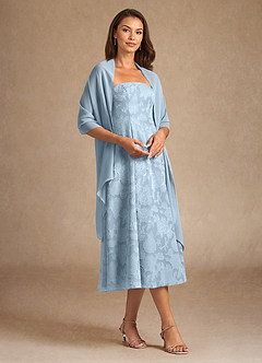 Azazie Lorain Mother of the Bride Dresses Sky Blue A-Line Pleated Floral Burnout Dress image4