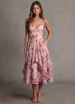 Harmony Mauve Floral Midi Dress image4