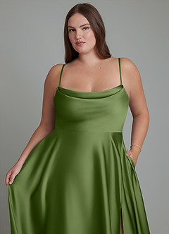 Azazie Elle Bridesmaid Dresses Juniper A-Line Pleated Stretch Satin Dress image10