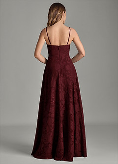 Azazie Amani 신부 들러리 드레스 A라인 주름진 플로럴 번아웃 바닥 길이 드레스 image6