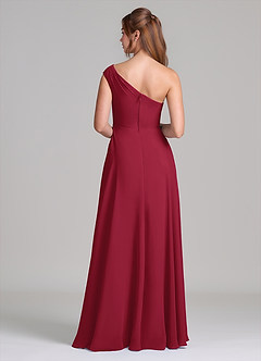 Azazie Melanie Bridesmaid Dresses Burgundy A-Line Off the Shoulder Chiffon Dress image6