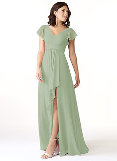 Azazie Omari Bridesmaid Dresses Dusty Sage A-Line Chiffon Dress image4
