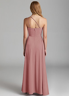 Azazie Maron Junior Dusty Rose A-Line Pleated Stretch Satin Dress image4