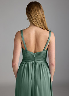 Azazie Chanel Brautjungfernkleider A-Linie Plissee Stretch-Satin Kleid Eukalyptus image4