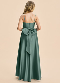 Azazie Kai Junior Eucalyptus A-Line Pleated Stretch Satin Dress image2