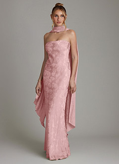 Azazie Viv Bridesmaid Dresses Rose Jacquard Sheath Strapless Jacquard Dress image1