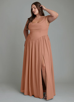 Azazie Novi Brautjungfernkleider A-Linie Plissee Chiffon Kleid Bronzer image9