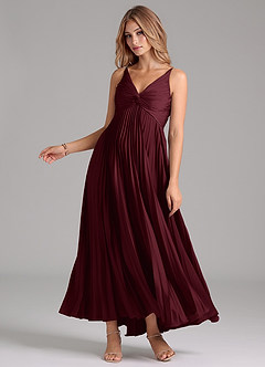 Azazie Raychelle Brautjungfernkleider A-Linie Plissee Stretch-Satin Kleid Cabernetrot image3