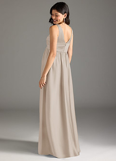 Azazie Yetta Maternity Bridesmaid Dresses A-Line Pleated Stretch Satin Floor-Length Dress image3