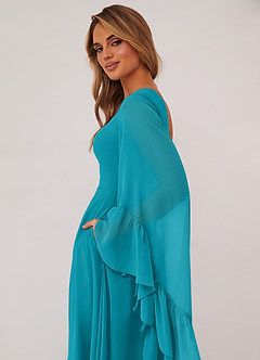 Barbie ♥ Azazie Bridesmaid Dresses Jade A-Line Long Sleeve Chiffon Dress image6