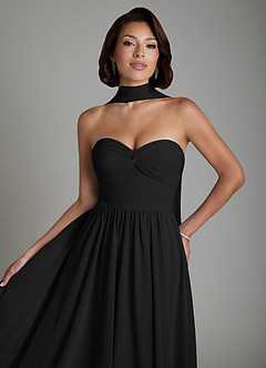 Azazie Petra Bridesmaid Dresses Black A-Line Corset Chiffon Dress image6