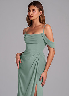 Azazie Johana Bridesmaid Dresses Silver Sage Mermaid Off the Shoulder Chiffon Convertible Dress image5