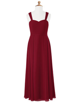 Azazie Simoan Junior Burgundy A-Line Sweetheart Neckline Chiffon Dress image4