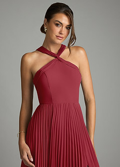 Azazie Afra Abiti da Damigella Abito A-Line in Chiffon Plissettato Melograno image5